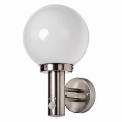 Lindby udendørs væglampe Nada, stål, glas, sensor, E27