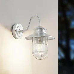 Lindby udendørs væglampe Naleta, galvaniseret sølv, stål