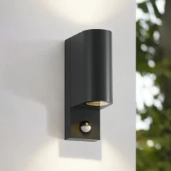 Lindby udendørs væglampe Palina, sensor, IP44, antracit