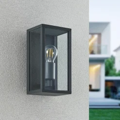 Lindby udendørs væglampe Peldar, klar, 1 lyskilde, 26 cm, metal