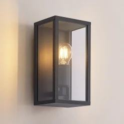 Lindby udendørs væglampe Peldar, klar, 1 lyskilde, 26 cm, metal