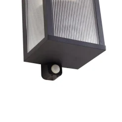 Lindby udendørs væglampe Peldar, sensor, riflet, IP44, E27