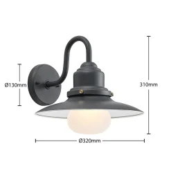 Lindby udendørs væglampe Roisin, antracit, metal, 31 cm
