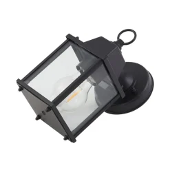 Lindby udendørs væglampe Rurik, sort, glas, aluminium, E27