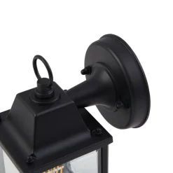 Lindby udendørs væglampe Rurik, sort, glas, aluminium, E27