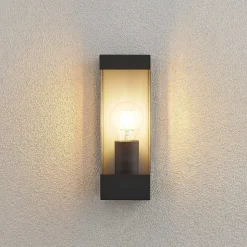 Lindby udendørs væglampe Tilian, højde 25 cm, antracit, stål