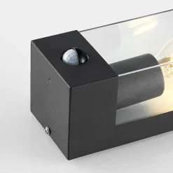 Lindby udendørs væglampe Tilian, sensor, højde 25 cm, antracit