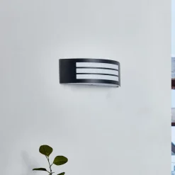 Lindby udendørs væglampe Vimal, E27, 32 cm, sort, aluminium