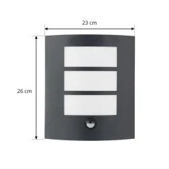 Lindby udendørs væglampe Vimal, sensor, E27, 26 cm, aluminium