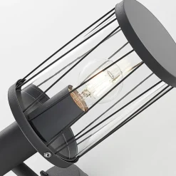 Lindby udendørs væglampe Yonan, højde 34 cm, antracit, sensor
