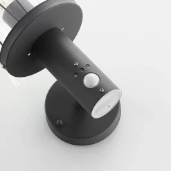 Lindby udendørs væglampe Yonan, højde 34 cm, antracit, sensor