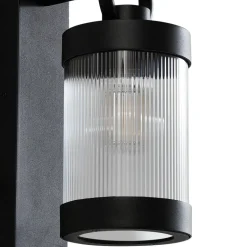 Lindby udendørs væglampe Yrene, 20cm, sort, sensor, riffel