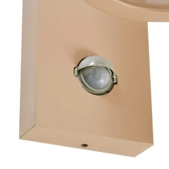 Lindby udendørs væglampe Yrene, 20 cm, beige, sensor, ripple