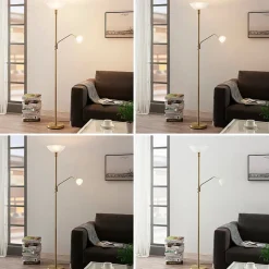 Lindby uplight Jost, 180 cm, messing, læselampe, E27