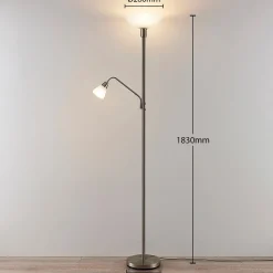 Lindby uplight Jost, 180 cm, nikkelfarvet, læselampe