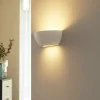 Lindby uplight væglampe Jimmy, hvid, gips, halvcirkelformet, 24 cm, E14