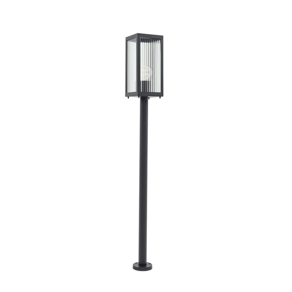 Lindby vejlampe Bolgar, sort, metal, glas, 15 cm