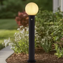 Lindby vejlampe Dangan, hvid, 90 cm, glas, sensor