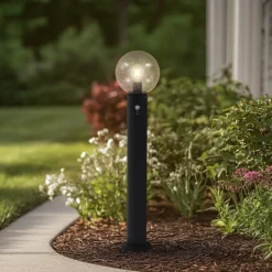 Lindby vejlampe Dangan, klar, 90 cm, glas, sensor