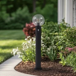 Lindby vejlampe Dangan, klar, 90 cm, glas, sensor