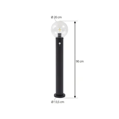 Lindby vejlampe Dangan, klar, 90 cm, glas, sensor
