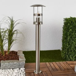 Lindby vejlampe Noemi, grå, stål, 80 cm, IP44