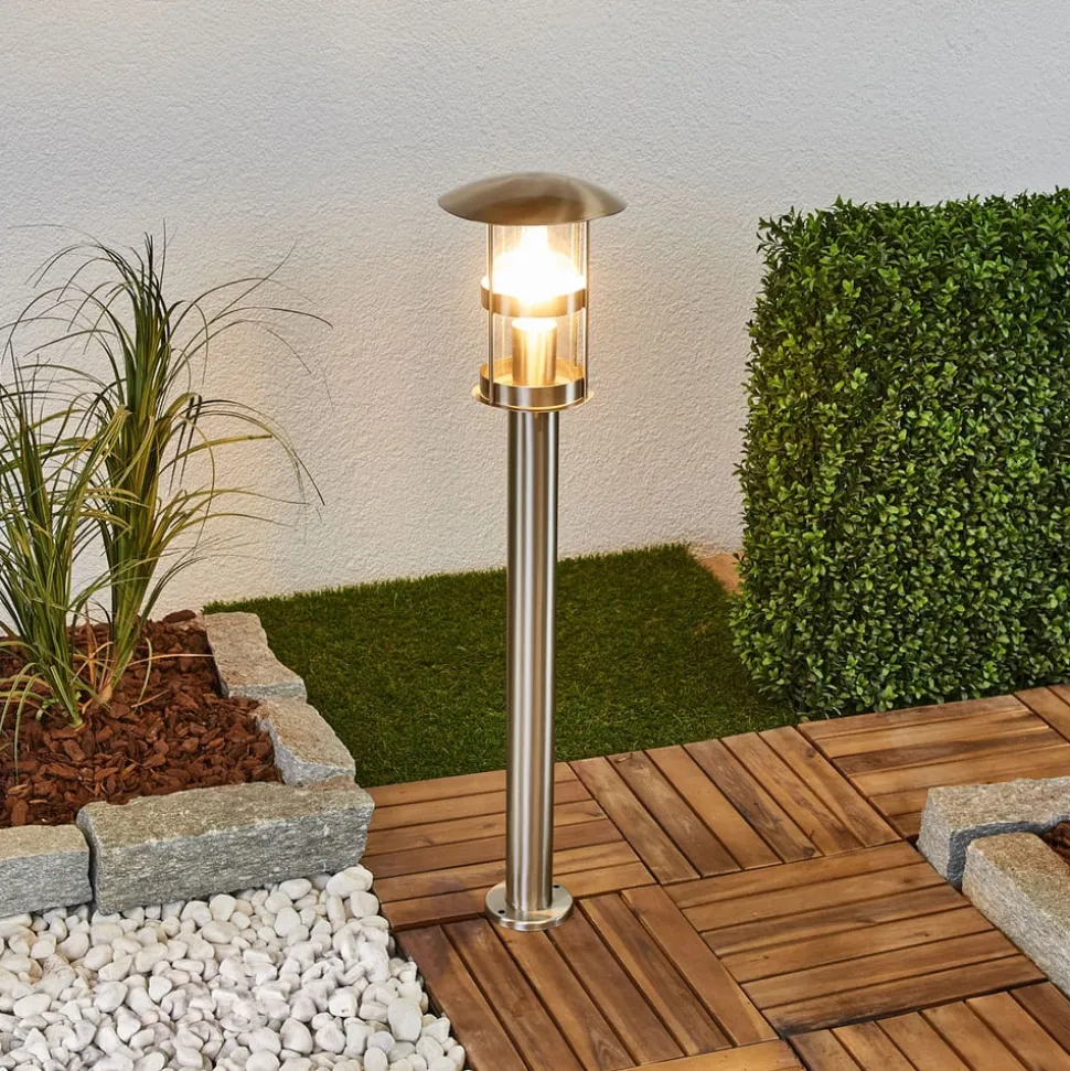 Lindby vejlampe Noemi, grå, stål, 80 cm, IP44