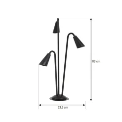 Lindby vejlampe Sorvete, sort, metal, 3 lyskilder, 83 cm