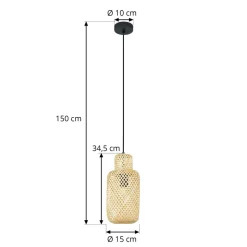 Lindby Venora hængelampe, Ø 15 cm, bambus, E27