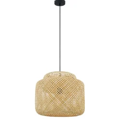 Lindby Venora hængelampe, Ø 40 cm, i ét plan, bambus, E27
