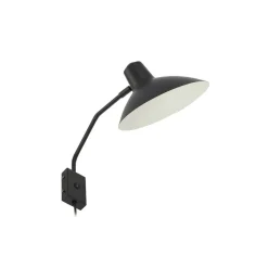 Lindby væglampe Adrik, sort, metal, med stikprop