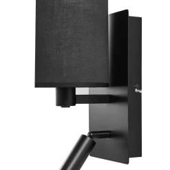 Lindby væglampe Aiden, 30 cm, sort, LED-læselampe, E14