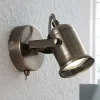Lindby væglampe Anze, 10 m, antik messing, afbryder