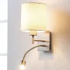 Lindby væglampe Camilo, nikkelfarvet, LED-læselampe, 28 cm