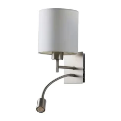 Lindby væglampe Camilo, nikkelfarvet, LED-læselampe, 28 cm