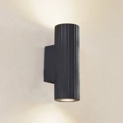 Lindby væglampe Christa, antracit, beton, 25 cm, krusning