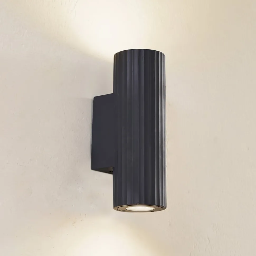 Lindby væglampe Christa, antracit, beton, 25 cm, krusning