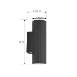 Lindby væglampe Christa, antracit, beton, 25 cm, krusning