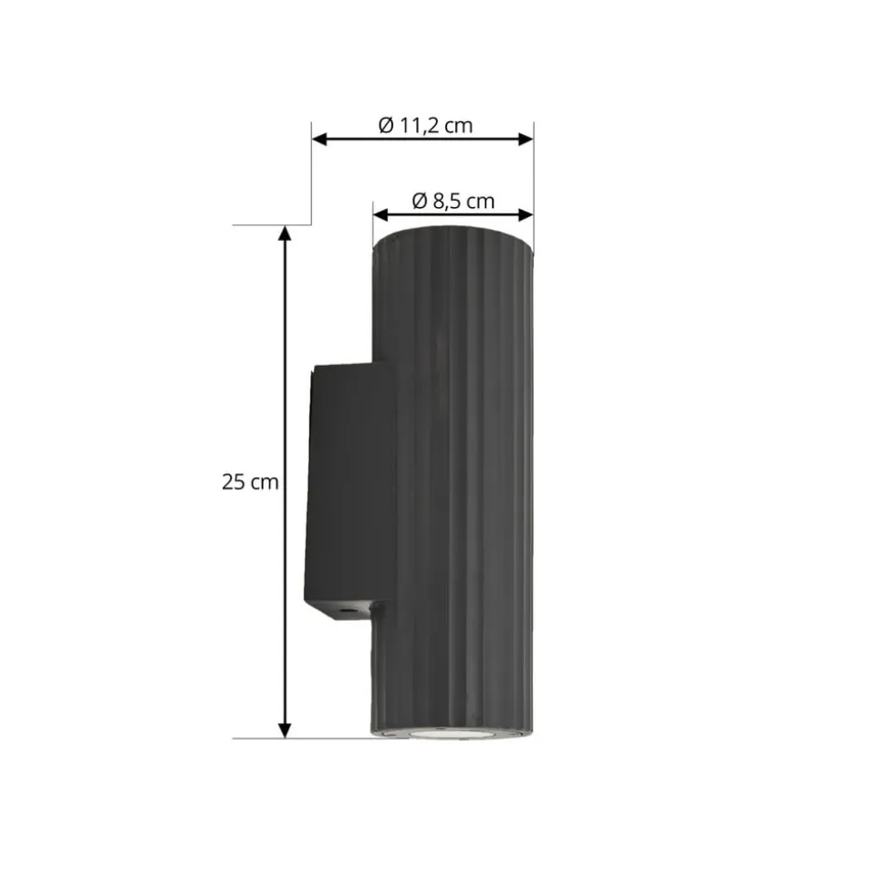 Lindby væglampe Christa, antracit, beton, 25 cm, krusning