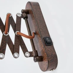Lindby væglampe Curtis, rustfarvet, justerbar, 57 cm, E14