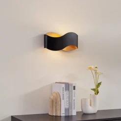 Lindby væglampe Dailin, sort/guld, 30 cm, metal