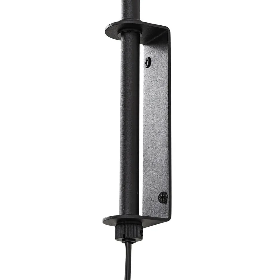 Lindby væglampe Davella, Ø 26 cm, sort, bambus, tekstil