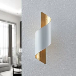 Lindby væglampe Desirio, hvid/guld, 35 cm, metal