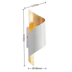 Lindby væglampe Desirio, hvid/guld, 35 cm, metal