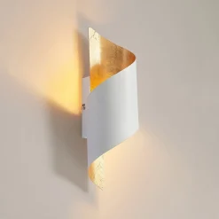 Lindby væglampe Desirio, hvid/guld, 35 cm, metal