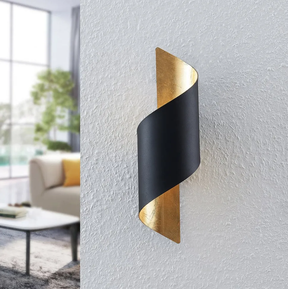 Lindby væglampe Desirio, sort/guld, 35 cm, metal