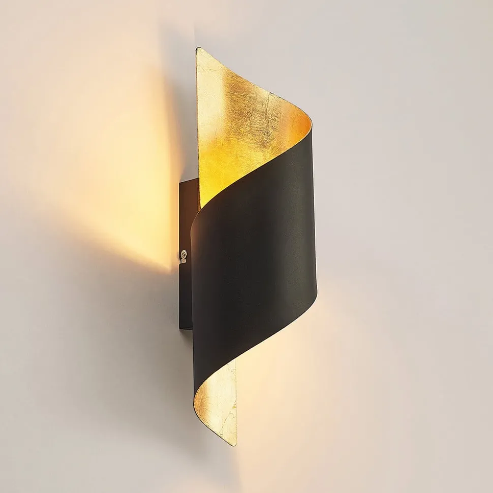 Lindby væglampe Desirio, sort/guld, 35 cm, metal