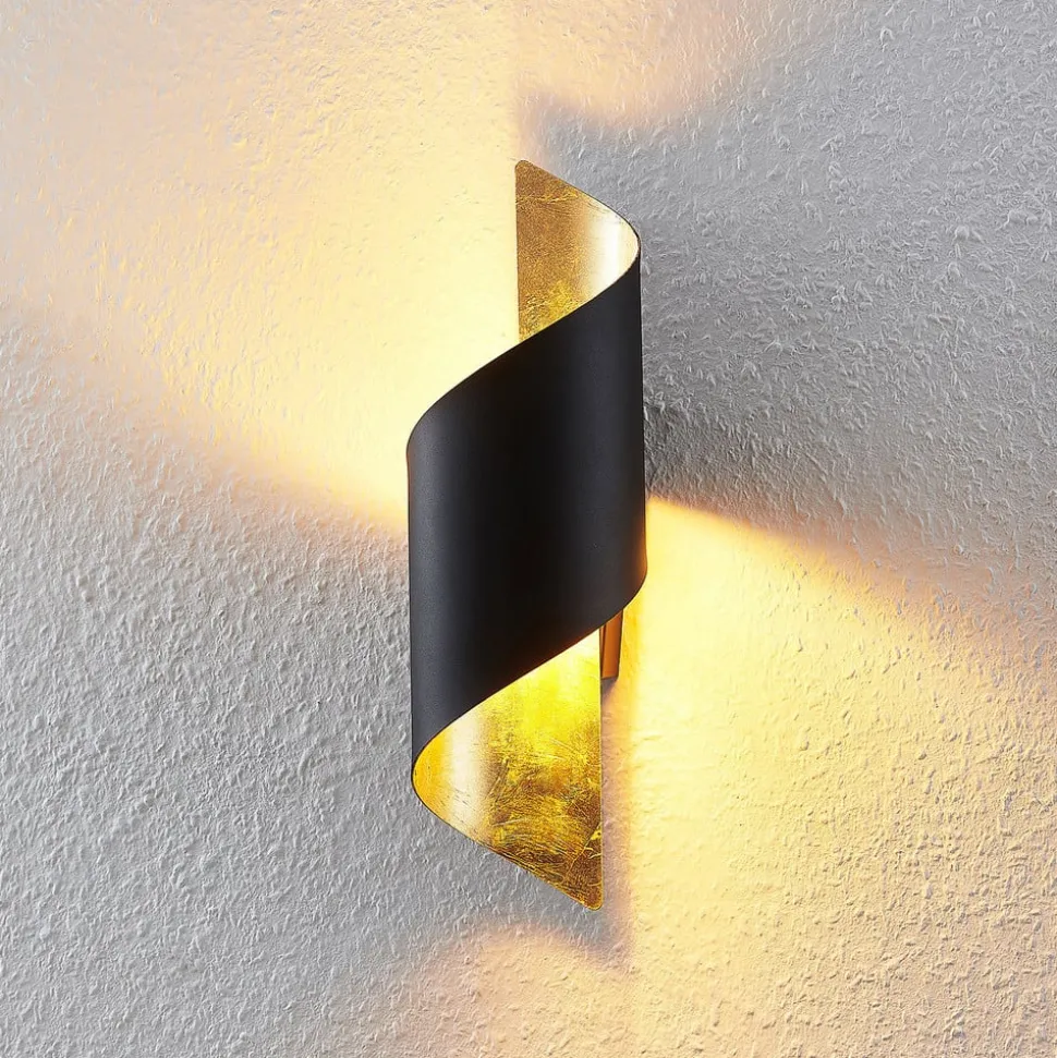 Lindby væglampe Desirio, sort/guld, 35 cm, metal