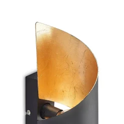 Lindby væglampe Desirio, sort/guld, 35 cm, metal