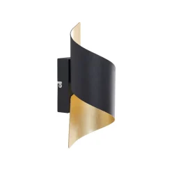 Lindby væglampe Desirio, sort/guld, 24 cm, metal